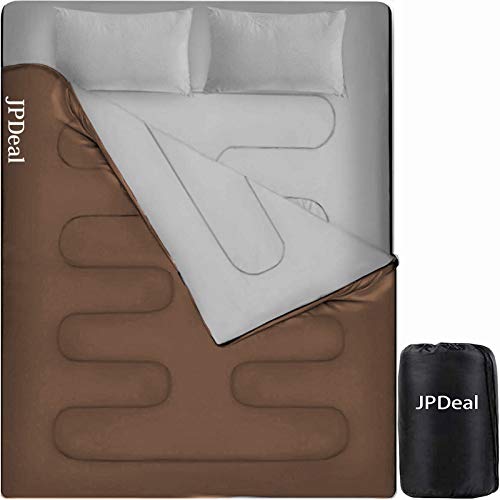 JPDeal 寝袋 封筒型 シュラフ コンプレッションバッグ 枕付き 210T防水シュラフ 連結可能 保温 軽量 コンパクト アウトドア 登山 キャンプ 車中泊 避難用 丸洗い可能 収納パック付き