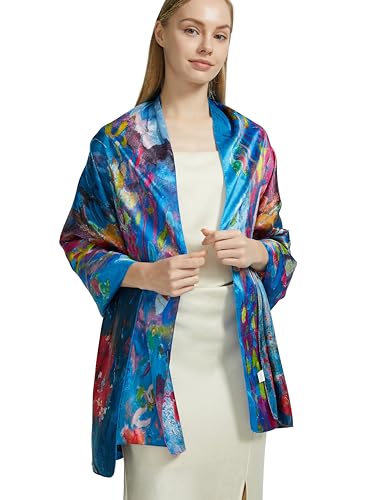 PANTONIGHT Scarfs for Women Fashion Long Floral Scarf Lightweight Silk Feeling Head Scarf Printing Shawls Double Sides2