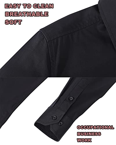 Womens Button Up Shirts Slim-Fit Long Sleeve Stretch Cotton Basic Work Shirt3