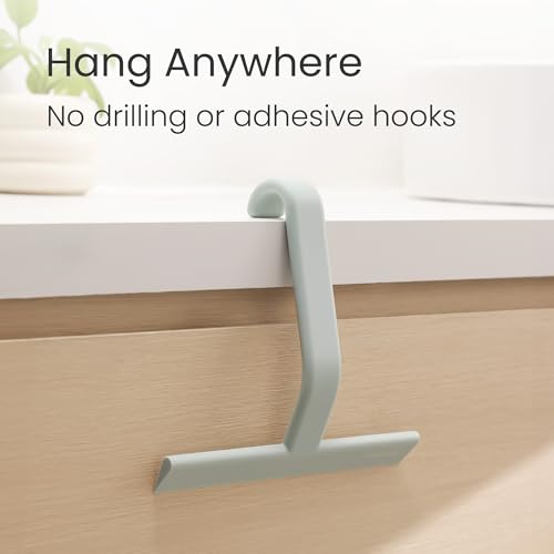 Image of dancemoon JustHang Shower Squeegee with Built-in Hook, 10-Inch Sage Green