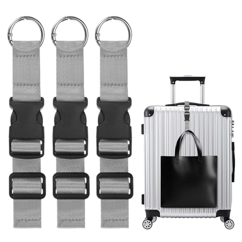 Image of M METERXITY 3-Pack Add A Bag Luggage Strap, Adjustable Suitcase Belt for Connecting Handbag /Backpack /Jacket, Luggage Connector [Dark Gray]
