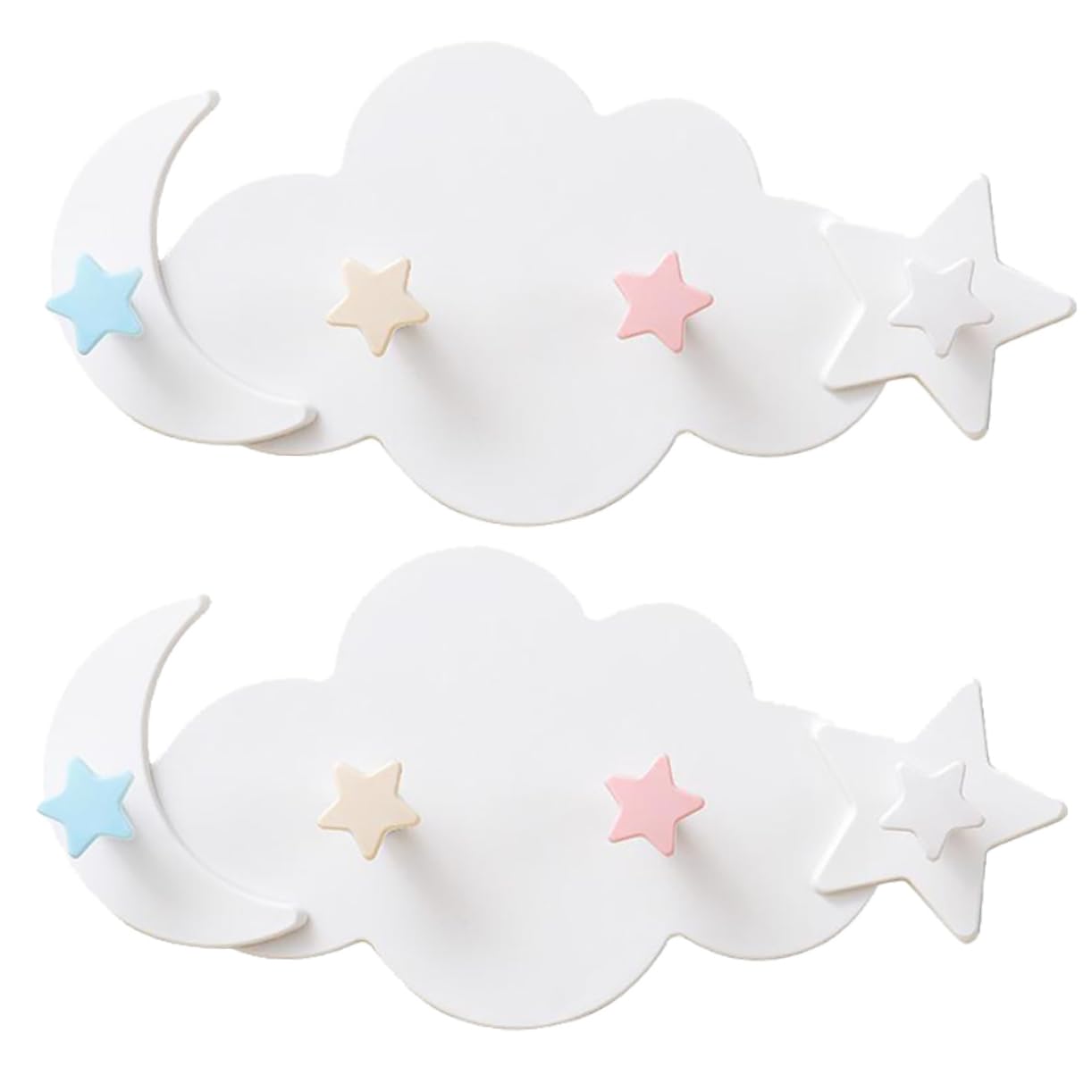 Cabilock 2 Ganci da Parete a Forma di Nuvola, con Ganci, a Forma di Stella, per Appendere Gli Asciugamani, per Bambini