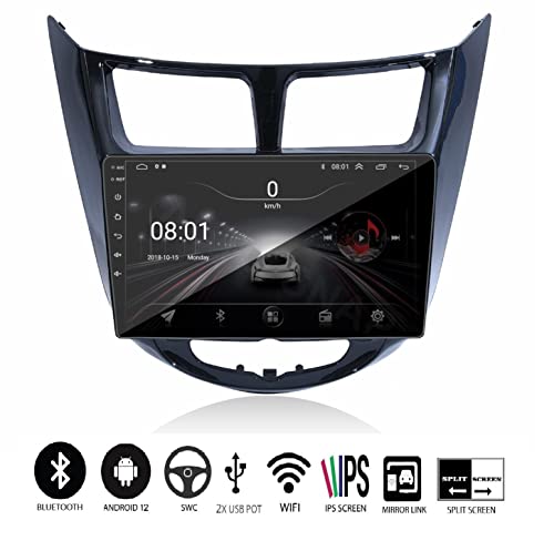 Image of AUTO SNAP 9 Inches 22cm Touch Screen Android 12 Gorilla Glass IPS Display Car Stereo with 2GB RAM /16 GB ROM GPS /Wi-Fi /Navigation /Steering Wheel Controls Mirror Link Compatible for Verna-Fludic