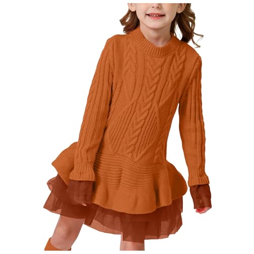 Girls Sweater Dress Toddler Kids Long Sleeve Layered Tutu Birthday Christmas Ruffle Dresses Fall Winter Casual Outfit2