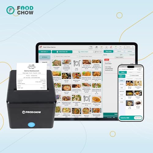 Image of 3-Inch USB + Bluetooth POS Printer with Auto Cutter + 1-Year Free Restaurant Billing Software | Perfect for Cafes, Food Outlets, Small Businesses 80mm Thermal Receipt Printers