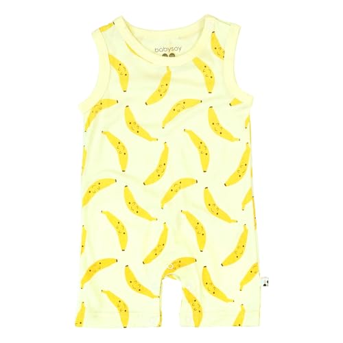 Babysoy Newborn Unisex Baby Organic Print Romper Shortalls Soft & Comfy Toddler Clothes (18-24 Months Bananas)