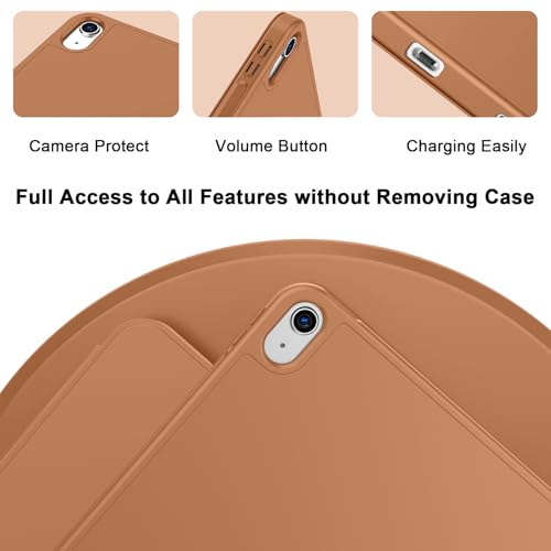 Image of ToaPoia Case for iPad (A16) 11 Inch 2025 /iPad 10th Generation 10.9 Inch 2022, Slim Trifold Stand Protective Cover with Pencil Holder and Soft TPU Back,Support Auto Sleep /Wake Brown
