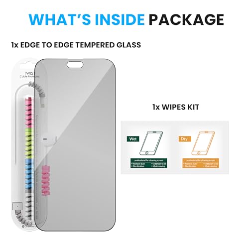 Image of ArmourPro Anti Glare Matte Tempered Glass for iPhone 14 Pro Max, Anti Fingerprint Screen Protector, 9H Scratch Resistant, Smooth Touch, Easy Installation Kit with Cable Protector