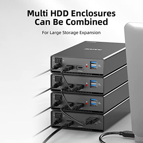 Image of MAIWO External Hard Drive Enclosure(6Gbps) with Hub Expander for 3.5 2.5 Inch SATA SSD HDD USB C to SATA III with UASP, 1 Port USB C Hub /2 Port USB A 10Gbps Hub,Compatible with Seagate Samsung Xbox