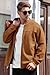 VOGSTART Men Cozy Fashion Shirts Cool Regular Jacket Solid Heavyweight Bomber Full Zipper Longsleeve Stretch Suede Coatigan Vintage Streetwear Baseball Western Coat Camel S