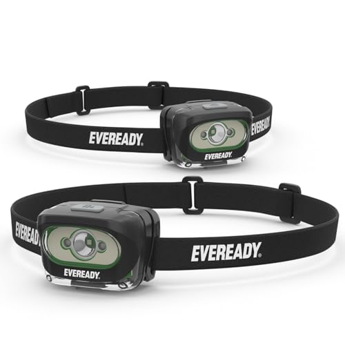 Rechargeable LED Headlamps by Eveready (2-Pack), IPX4 Water Resistant Head Lights for Running...