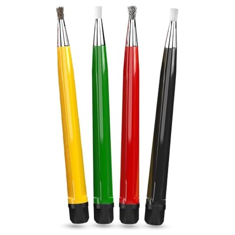 Megacast 4-Piece Scratch Brush Pen Set, Sanding Brushes Tools with Fiberglass, Steel, Brass and Nylon Nigs, Cleaning Brush for Jewelry, Watches, Coins and Electrical Circuit Boards Cover