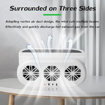 Car Solar Powered Exhaust Fan Car Window Exhaust Fans Vehicle Ventilation Fan Auto Air Vent Cool Fan Cooler Ventilation System Radiator Cooling Fans with Three Air Outlets, White