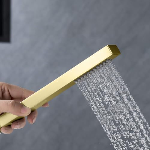Regadera de Mano Kibi Cube de Latón con Spray Único Dorado Cepillado miniatura 4