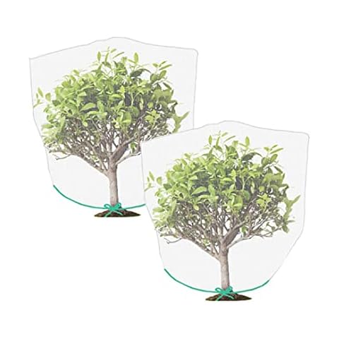 2 Packs Insect Bird Barrier Netting Mesh with Drawstring Garden Bug Netting Plant Cover for Protect Plant Fruits Flower Cover