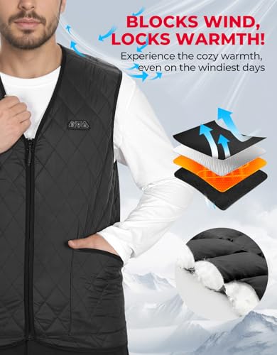 KEMIMOTO Heated Vest for Men with Battery Pack Included, Winter Heated Jackets for Men, Lightweight Quilted Vests for Hiking3