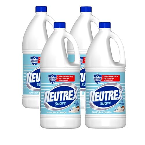PoliChollo Neutrex Lejía Suave 1900 ml - Pack de 4 - Desinfectante Eficaz y Seguro para Ropa Delicada, Ideal para Limpieza Doméstica, Fórmula Suave con Sales Naturales