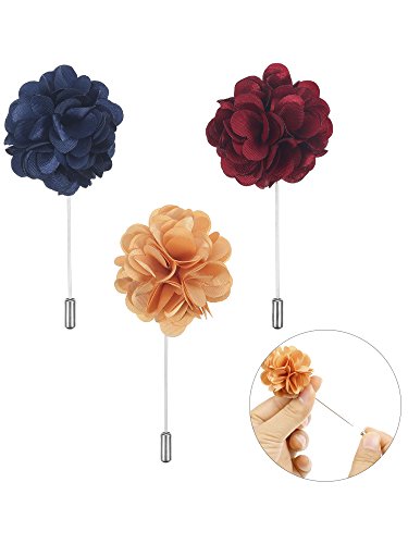 image for Pangda 15 Pieces Men Flower Lapel Pins Men Suit Handmade Satin Flower 