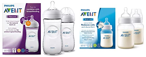 Image of Philips Avent Anti Colic Bottle 260ml (Twin Pack) & Natural 2.0 Bottle 330ml Pack of 2 SCF036 /20