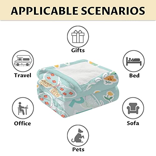 Personalized Butterfly Blanket Gifts with Name - 40"x50" Cute Throw for Women, Girls - Green Soft Fuzzy Blankets for Couch & Sofa