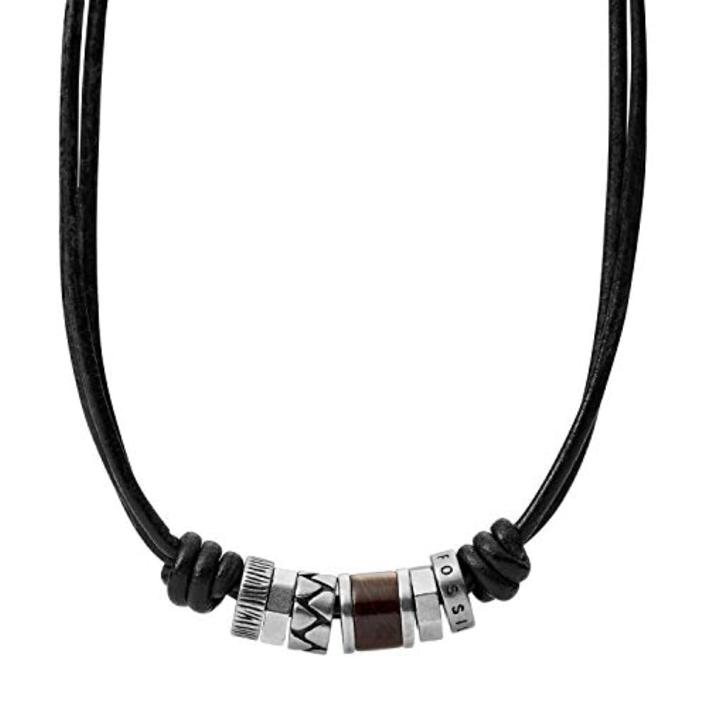 Fossil Men's Stainless Steel or Leather Necklace for Men