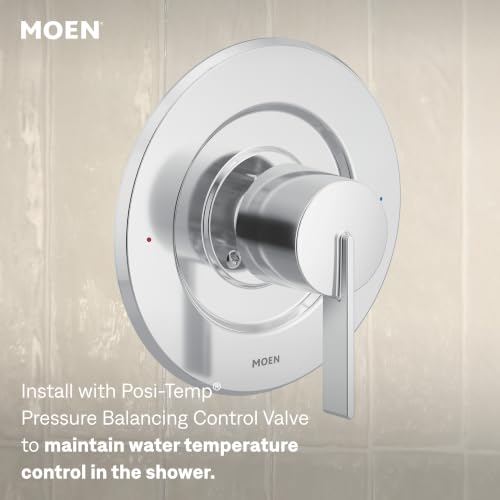 Kit de grifería para ducha redonda tipo lluvia Moen T2262EP Cia PosiTemp Eco-Performance con manija única, acabado cromado, válvula no incluida miniatura 4