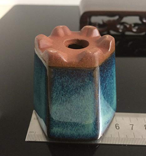 Semi-cascade émaillé bleu pot à bonsaï miniature pour petits cactus - 7