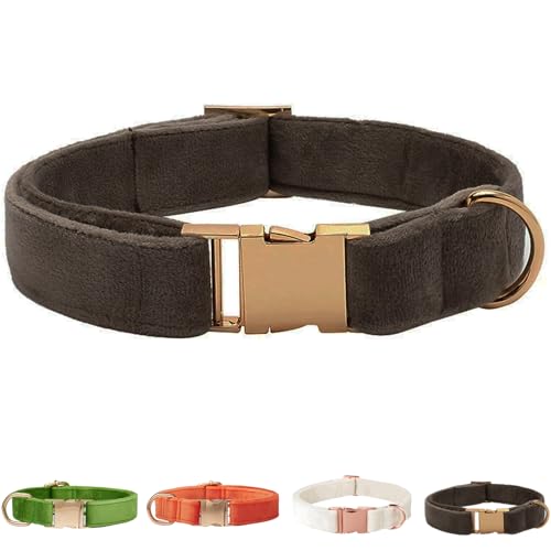 Velvet Dog Collar for Small Medium Dog, Durable Soft Velvet, White Green Orange Brown for Girl Boy...