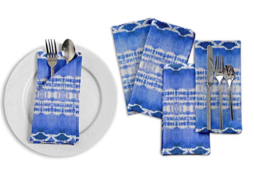 Servilletas de tela azules tie-dye 18x18 pack 6 miniatura 5