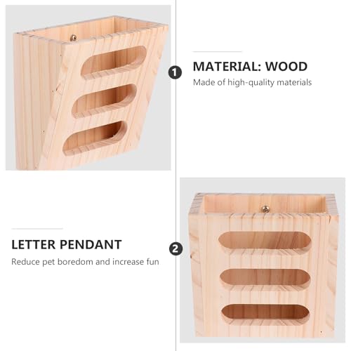 Comedero de madera para conejos beige de forma cuadrada marca Luxshiny 4