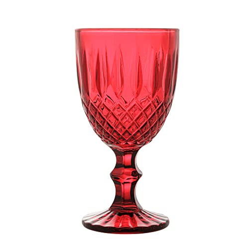 Conjunto 6 Taças de Água de Vidro Greek Vermelho 345ml - Wolff