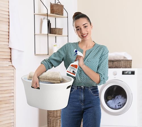Image of Superio Ribbed Collection - Decorative Plastic Laundry Basket with Cut-Out Handles, White (2 Pack) Hamper Organzier for Bedroom Bathroom College Dorm Room 35 Liter