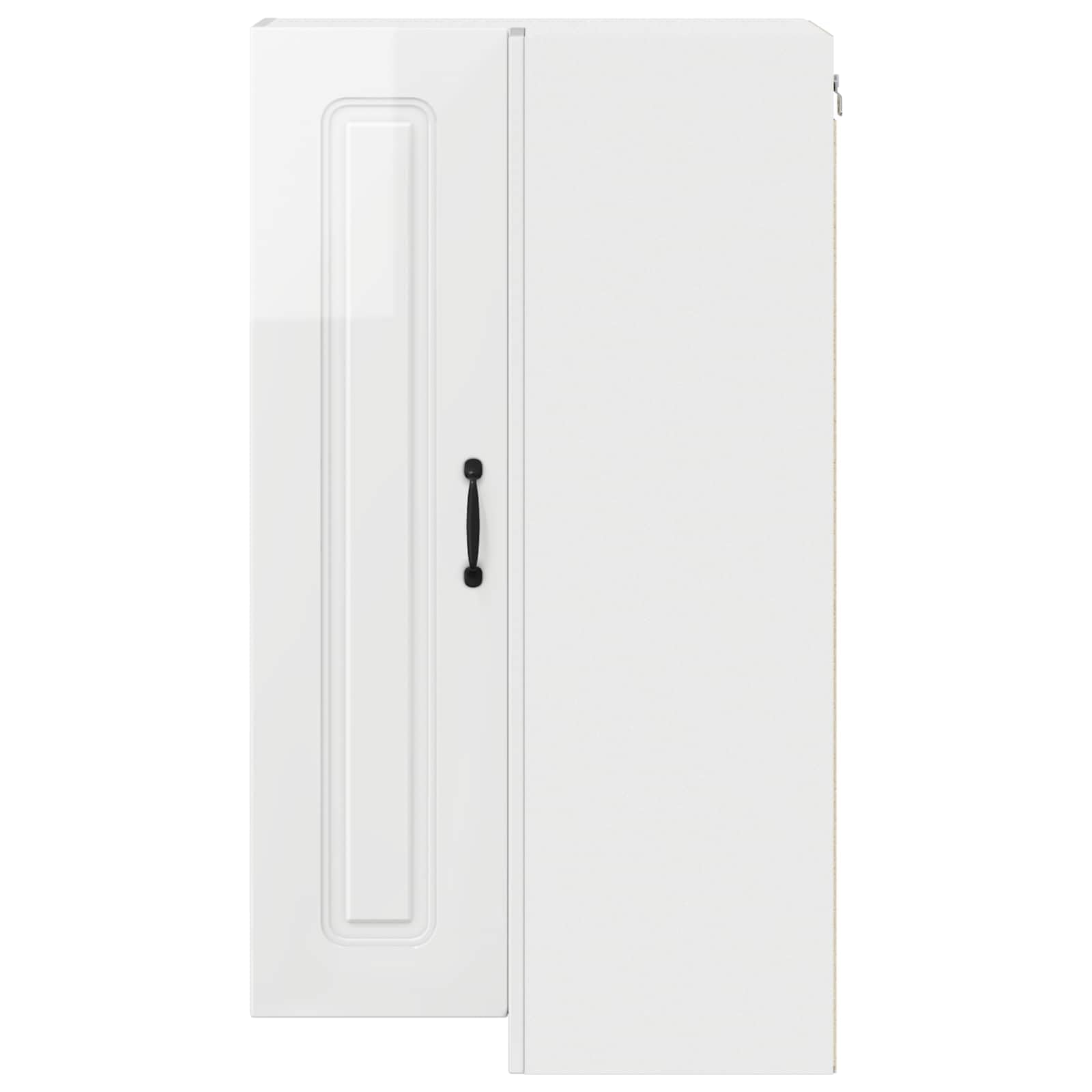 Kalmar - Armario esquinero de pared para cocina, color blanco brillante, 57 x 57 x 100 cm, material de madera, armario de cocina con gran espacio de almacenamiento, diseño moderno para cocina