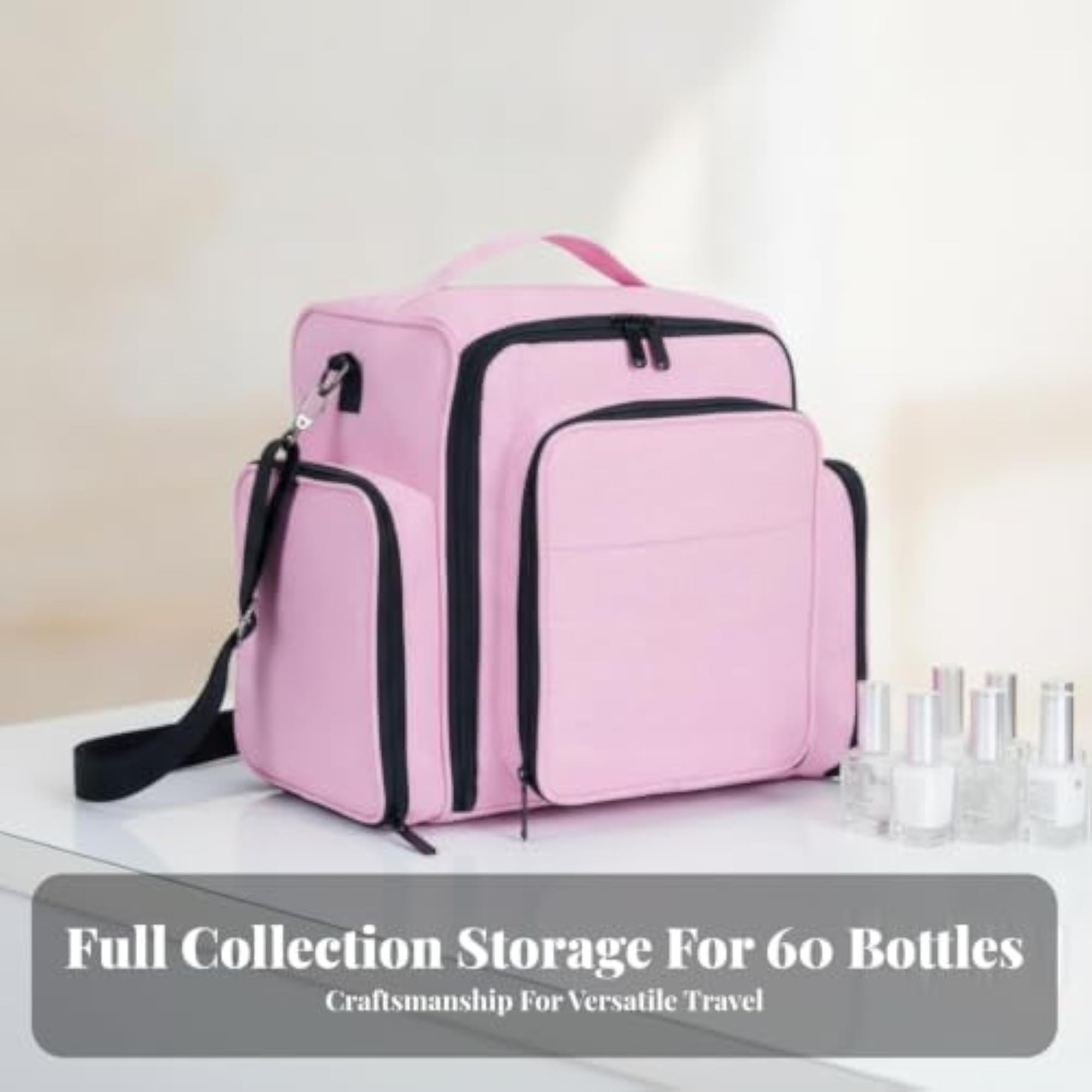 Nail Polish Organizer Bag with Transparent Lid