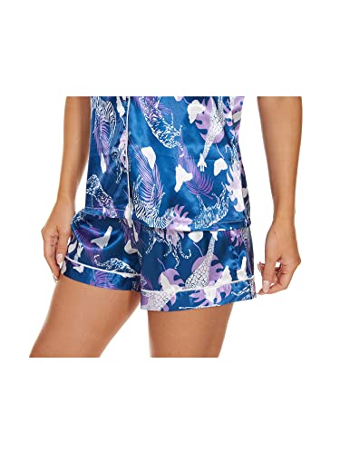 Ventelan Women's Pajama Set Plus Size Super-Soft Short & Long Sleeve Top With Pants Two-Piece Pjs Set,3Xl Blue #TOP4