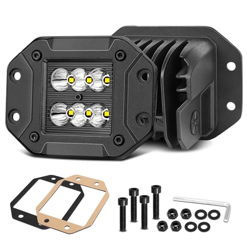 Image of Flush Mount LED Pods 5 inch 120W CREE LED Bumper Lights for Trucks | Focus Spot Beam, High Intensity CREE LEDs Flush Mount LED Lights Backup Reverse Lights for Truck Pickup UTV ATV SUV