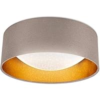 B.K.Licht I Lámpara de techo de tela LED con efecto de cielo estrellado I oro topo I Tablero de LED de 12W I 1.200lm I 4.000K color de luz blanca neutra I lámpara de tela I Ø32cm