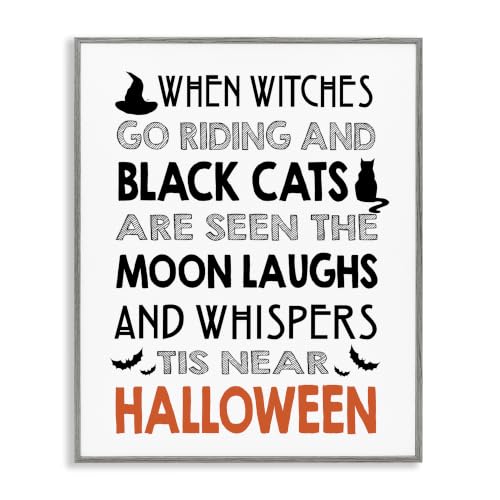 Vintage Halloween Typography Black Bats, 24 x 30 Inch Framed Giclée Print