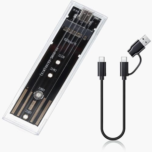 Carcasa SSD M.2 NVMe, Carcasa Disco Duro SSD, Caja Disco Duro Lector Disco Duro 10Gbps USB 3.1 Gen 2 para Discos Duros Compatible con 2230/2242/2260/2280 M-Key M.2 con Cable USB, Sopporta UASP&Trim