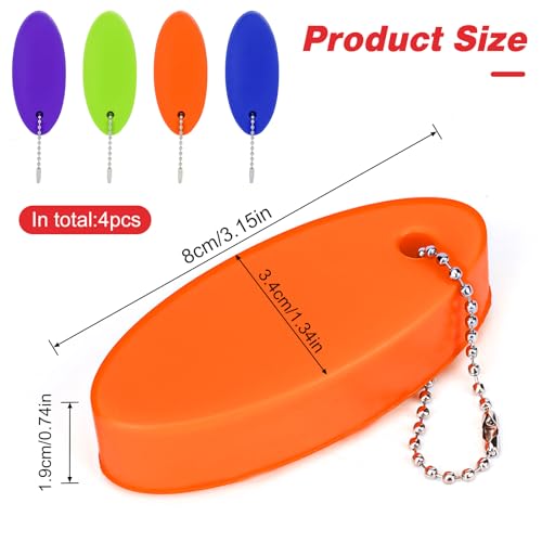 Image of Floating Keychain for Boat Keys, 4 Pack Waterproof Bright Color Key Rings Pendant for Fishing Surfing Sailing Kayak