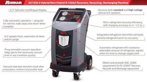 Robinair AC1234-4 Premier R-1234yf Recovery, Recycling, and Recharging Machine for Standard and High Voltage A/C Systems by Robinair - Used condition - US$6010.36