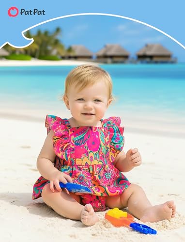 Image of PATPAT Family Hawaiian Matching Outfits - Mommy and Me Vacation Outfits | Halter Sundresses and Button Down Shirts,Caribbean Vacation Summer Tropical Outfits,Hawaiian Boho Tropical Floral Printed