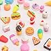 CLOCK KING 56Pcs 3D Food Erasers for Kids, All are Food Styles, Random Desktop Pets Toys Gifts, Mini Puzzle Classroom Rewards, Kids Party Favors Back to School Supplies