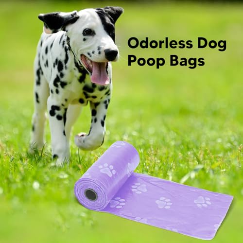 Image of Poop Bags 1 x Plastic Dog Poop Bags Rolls Unscented Dog Waste Bags Leak Proof Doggy Roll for Outdoor Puppy Walking Travel Pet Waste Bags(Purple)