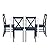 Walker Edison Bennet Bennett Farmhouse 5 Piece Table and X Back Chair Dining Set, Set of 5, Navy Blue