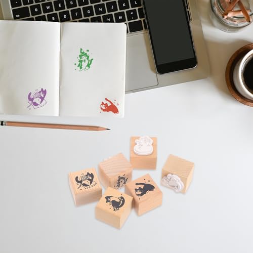 Tampons en bois chatons curieux pour décorer vos carnets de notes - 5