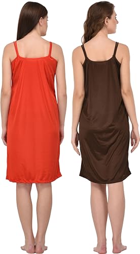 Image of You Forever Women Sexy Satin Striped Solid Above Knee Length Nighty, Loungewear, Nightwear, Sleepwear, Home Wear Short Nighty for Women Pack of 2