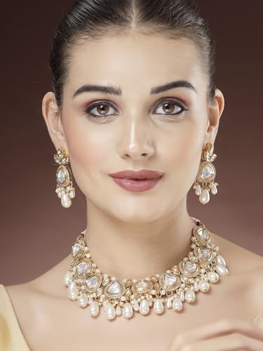 Image of Karatcart Polki Kundan Jewellery Set for Women