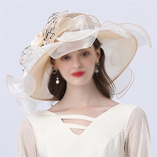 Chapeau pare-soleil décoratif contre la chaleur : grand bord et style floral féminin
