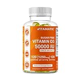 Vitamatic Sugar Free Vitamin D3 50,000 IU Weekly Supplement - 120 Pectin Based Gummies - Vitamin D Capsules for Bones, Teeth, and Immune Support (50000 IU)